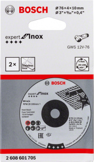 Купить Круг шлифовальный BOSCH Expert for Inox 76*4*10мм  (упак 2шт)   2.608.601.705 фото №2