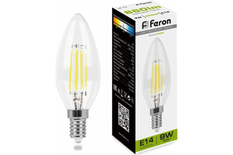 Купить Лампа светодиодная FERON LB-73 филамент 9W 230V E14 свеча 4000K 860lm фото №1