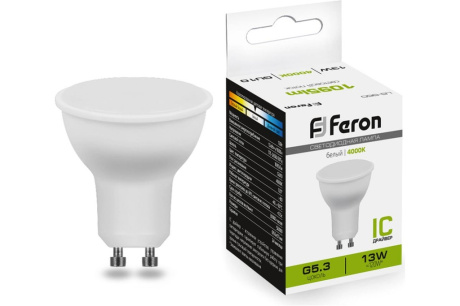 Купить Лампа светодиодная FERON LB-960 13W 230V GU10 4000K 50*50mm фото №1