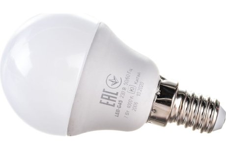 Купить Лампа светодиодная "Шар" 7Вт Е14 4000К холодный белый свет IEK ECO LLE-G45-7-230-40-E14 фото №2