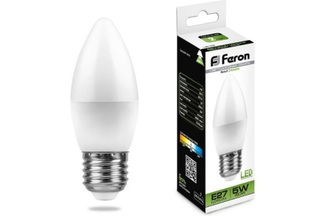 Купить Лампа светодиодная FERON LB-72 5W 230V E27 свеча 4000K 37*100mm 420lm 25765 фото №1