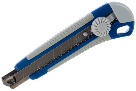 Купить Нож технический КОБАЛЬТ лезвие 18 мм, 2 комп корпус, метал направл, фиксатор, (242-151) фото №3