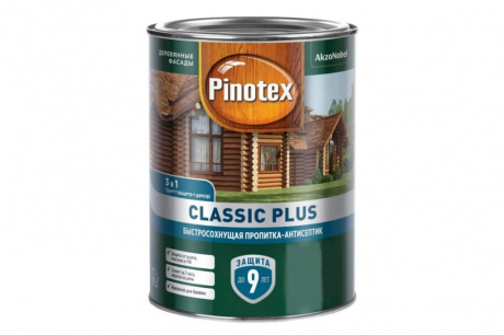 Купить Быстросохнущая пропитка-антисептик PINOTEX CLASSIC PLUS 3 в 1 база под колеровку 0,9 л фото №1