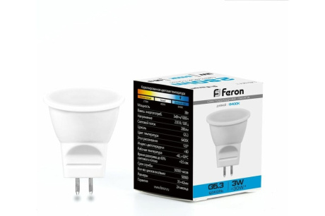 Купить Лампа светодиодная FERON LB-271 3W 230V G5.3 6400K MR11 25553 фото №1