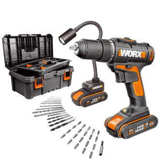 Купить Набор WORX Дрель акк. WX101.9 + Фонарь акк. WX028.9, набор оснастки 35пр., кейс WX977 фото №1